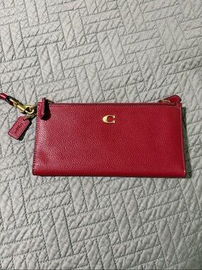 Coach Red Leather Wristlet Wallet
